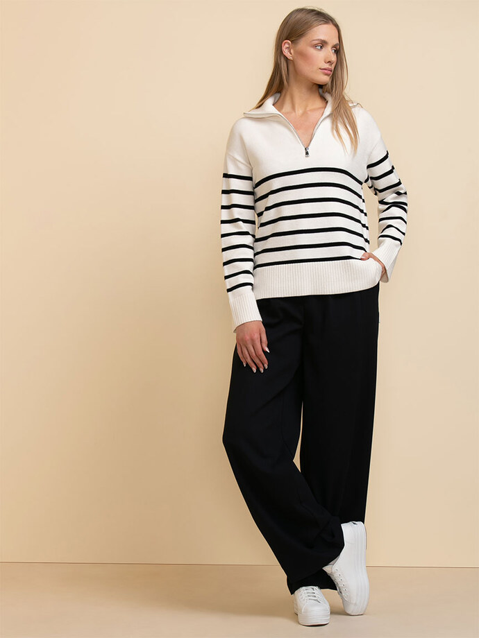 Striped 1/4 Zip Pullover Sweater Image 2