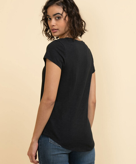Short Sleeve Black V-Neck T-Shirt