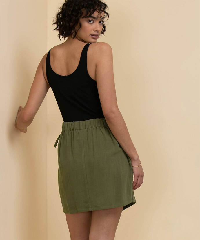 Meraki Asymmetric Hem Mini Wrap Skirt Image 4