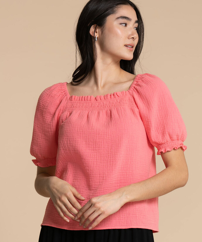 Cotton Puff-Sleeve Blouse Image 1