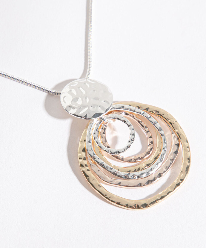 Long Snake Chain Necklace with Layered Circle Pendant Image 1
