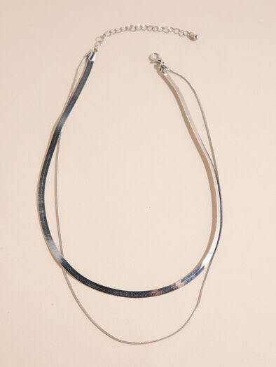 Double-Layered Silver Snake Chain, Silver