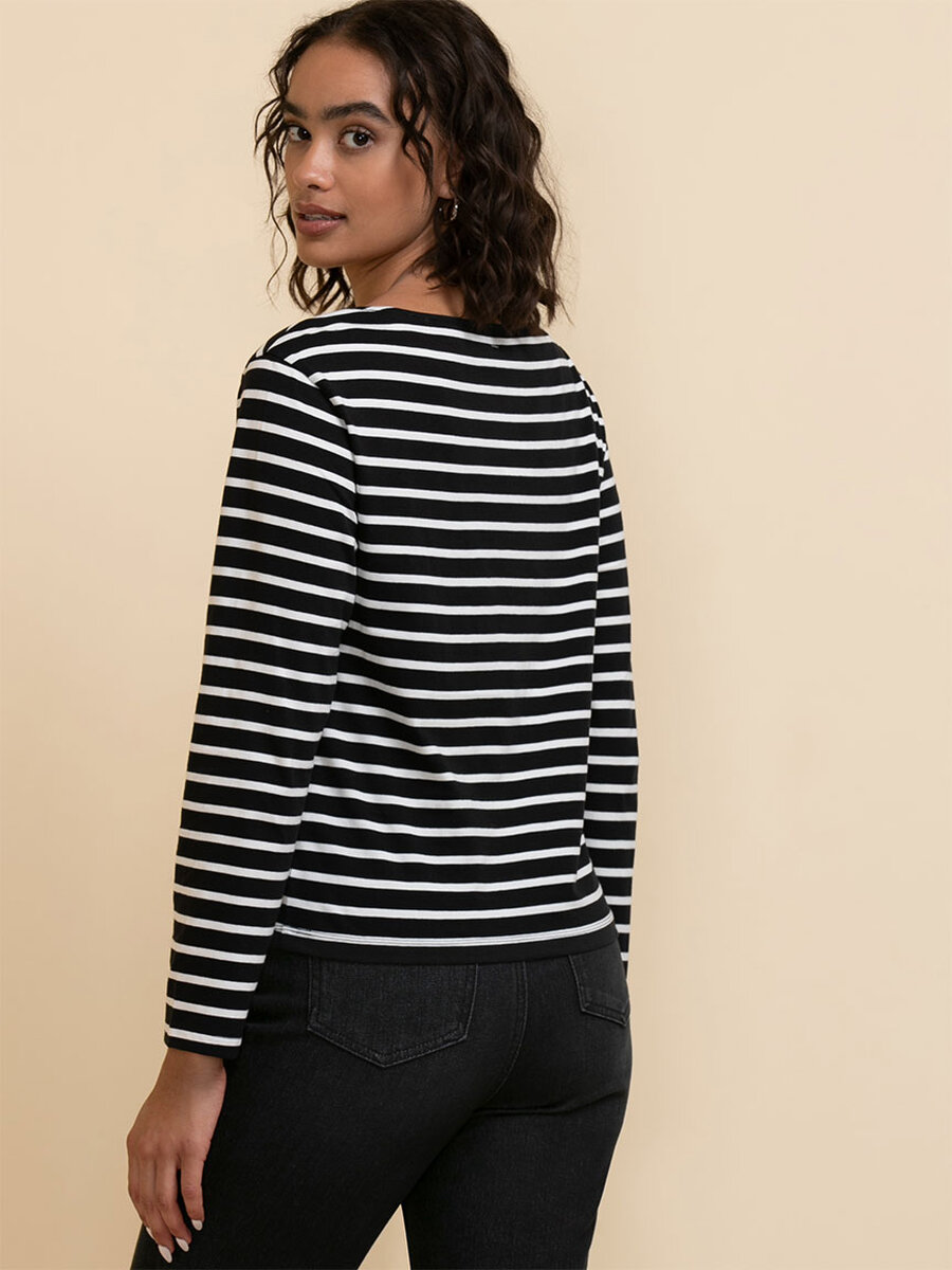 Long Sleeve Boat-Neck Top