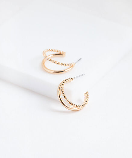 Small Double Layer Hoop Earring, Gold Small Double Layer Hoop Earring, Gold