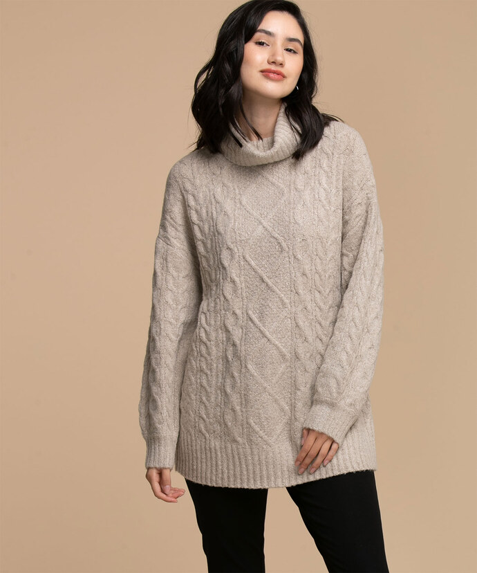 Femme By Design Cable Knit Cowl Neck Sweater Image 1