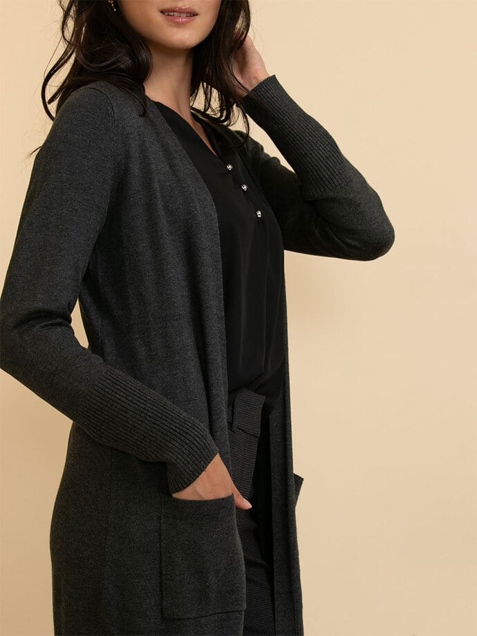 Ribbed Detail Duster Cardigan Image 2