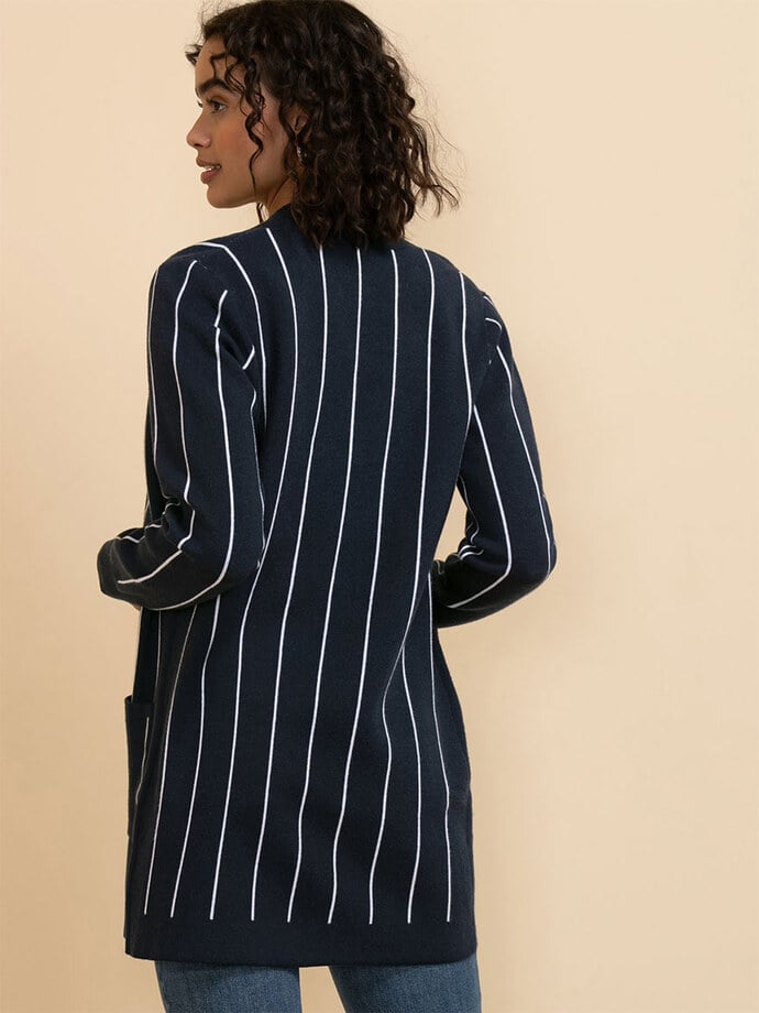 Open Pinstriped Cardigan Image 4