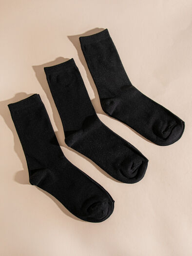 3-Pack Crew Socks, Black