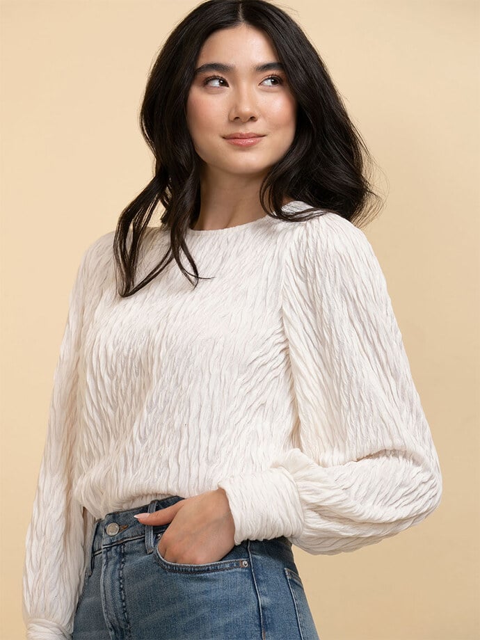 Long Sleeve Textured Knit Top Image 1