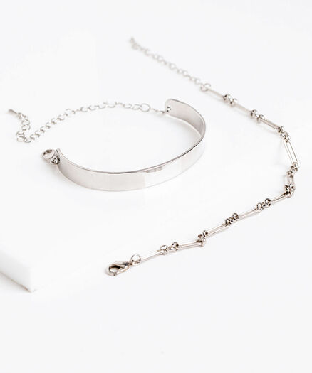 Silver Metal Bracelet 2-Pack, Silver