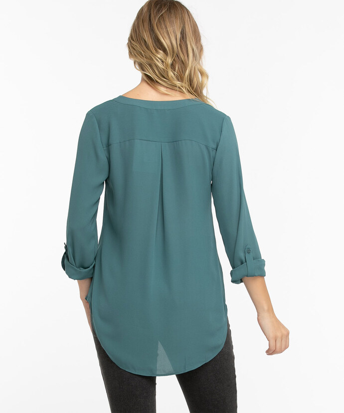 Roll Sleeve Henley Tunic Blouse Image 2