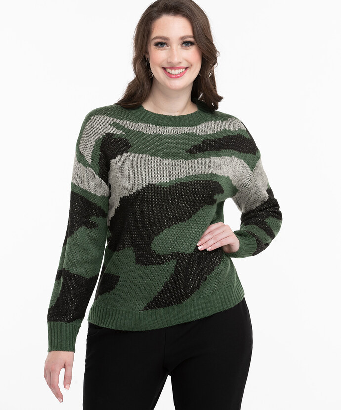 Camo Crew Neck Sweater Image 4