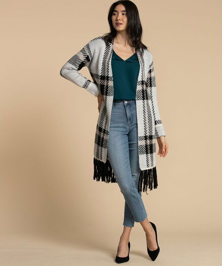 Fringe Coatigan, Plaid Fringe Coatigan, Plaid