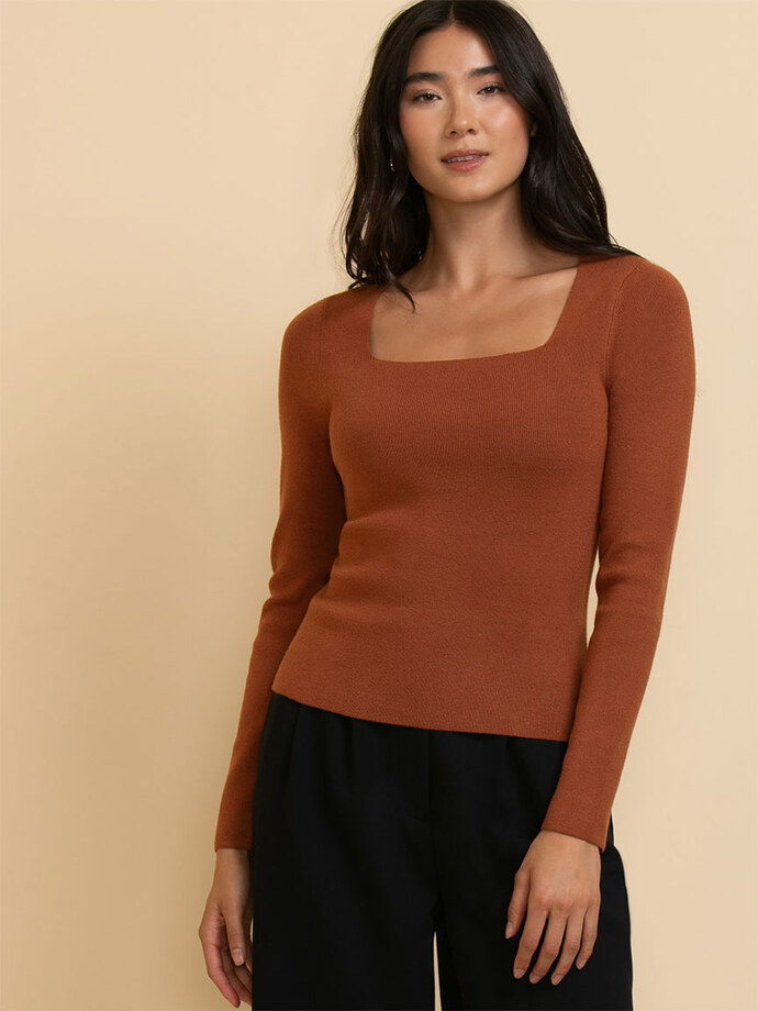 Square Neck Ribbed Sweater Image 5