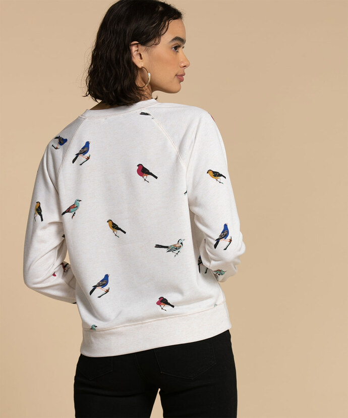 Raglan Sweatshirt with Bird Print Image 4