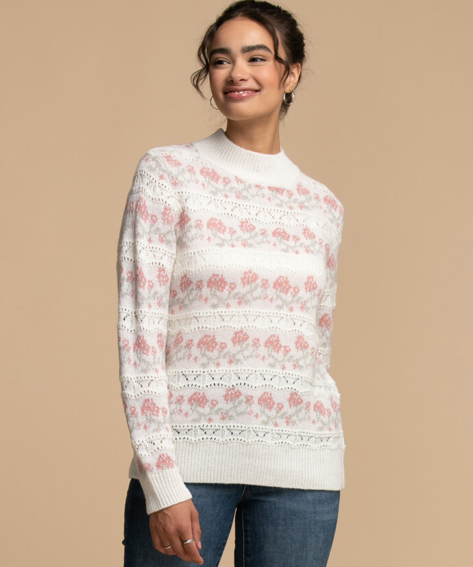Floral Pointelle Pullover Image 1