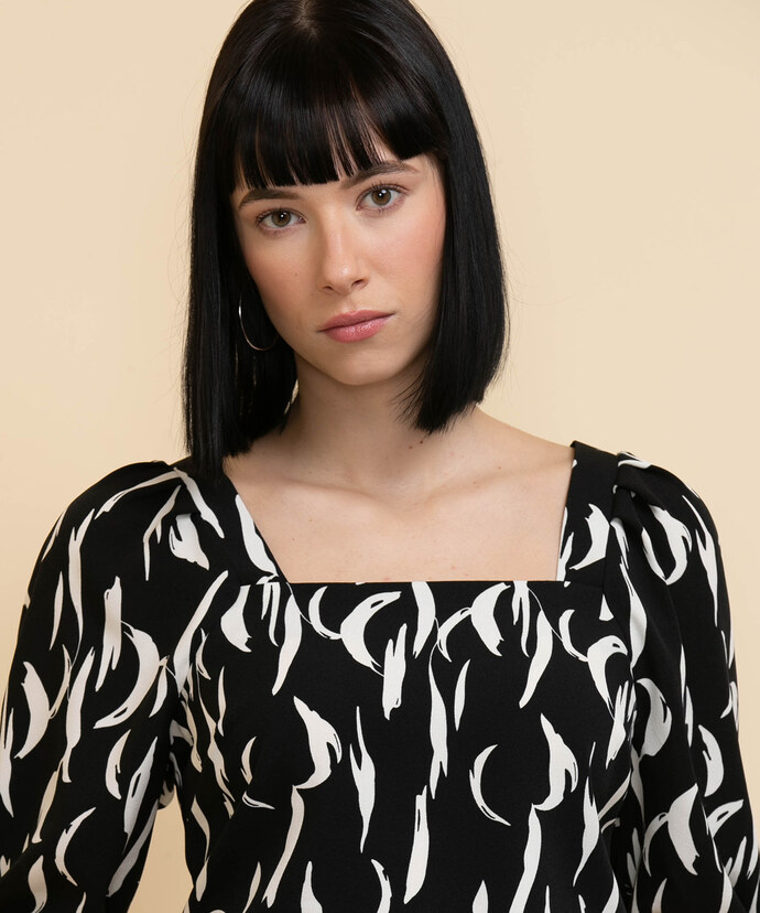 Puff-Sleeve Square Neck Blouse Image 3