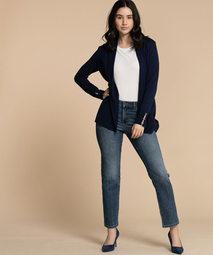 Navy Cardigan with Button Cuff Detail Image 5