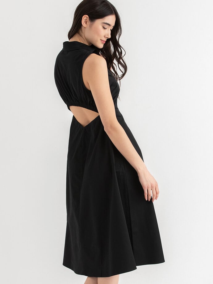 Sleeveless Midi Shirtdress with Back Cutout in Luxe Poplin Image 4