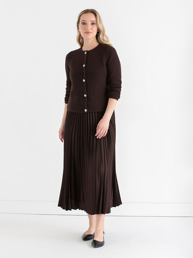 Pleated Midi Skirt, Tonal Floral Pleated Midi Skirt, Tonal Floral