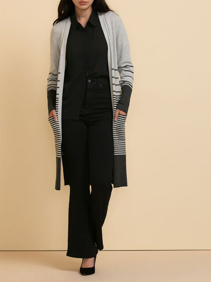 Ribbed Detail Duster Cardigan Image 4