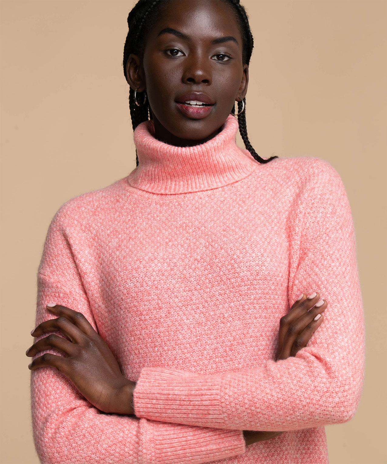 Eco Friendly Cowl Neck Seed Stitch Sweater Rickis