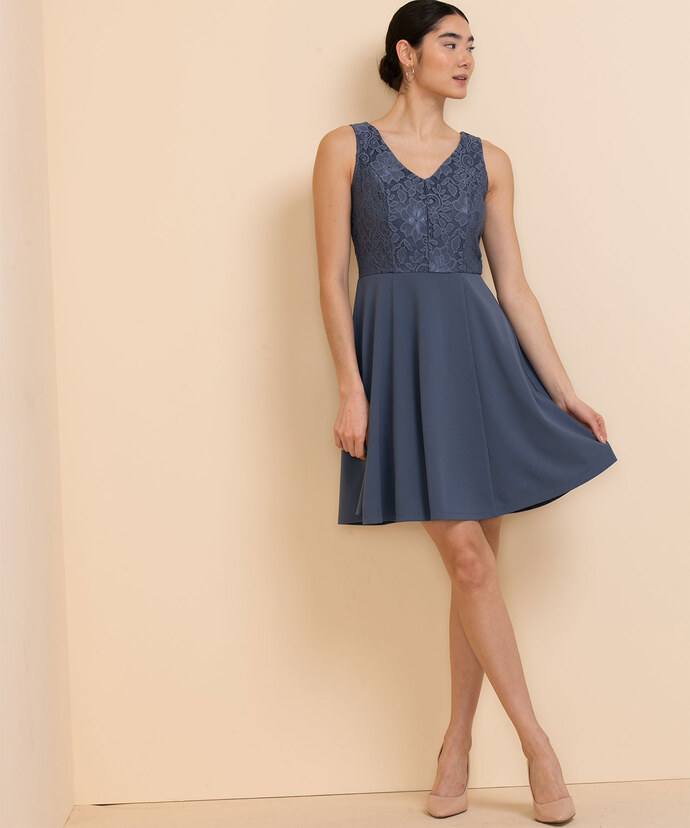 Sleeveless Lace Bodice Fit & Flare Dress Image 3