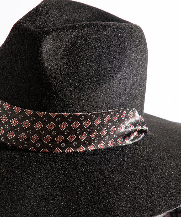 Satin Tie Wide Brim Hat Image 3
