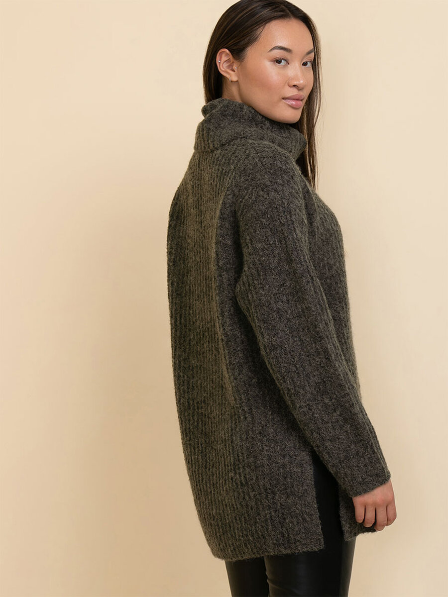 Wool-Blend Chunky Tunic Sweater