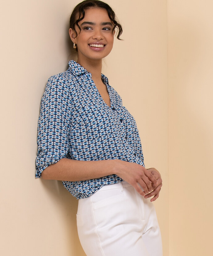 Long Sleeve Collared Blouse Image 1