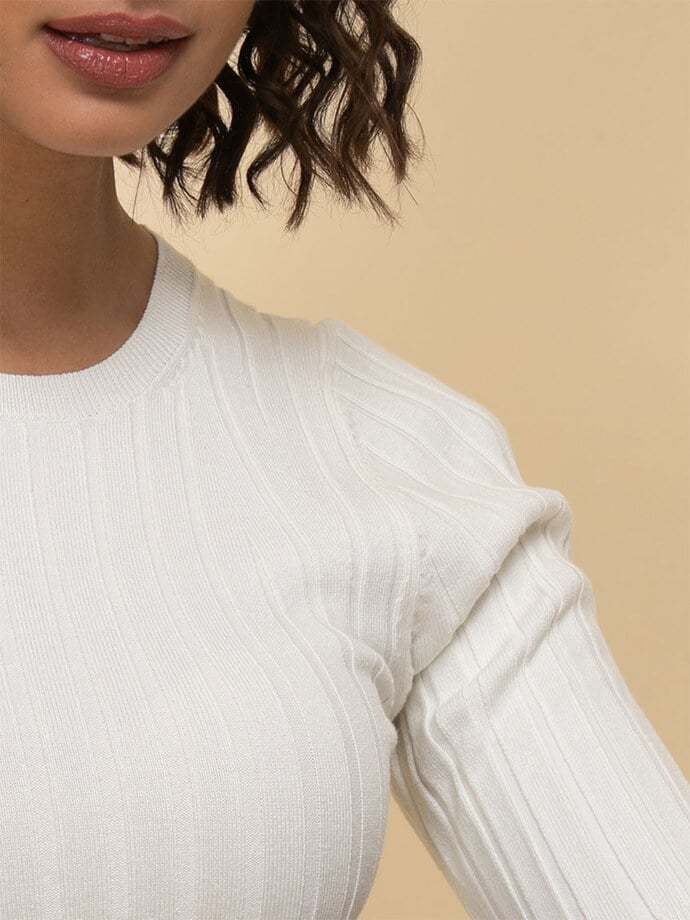 Elbow Sleeve Ribbed Sweater Image 4