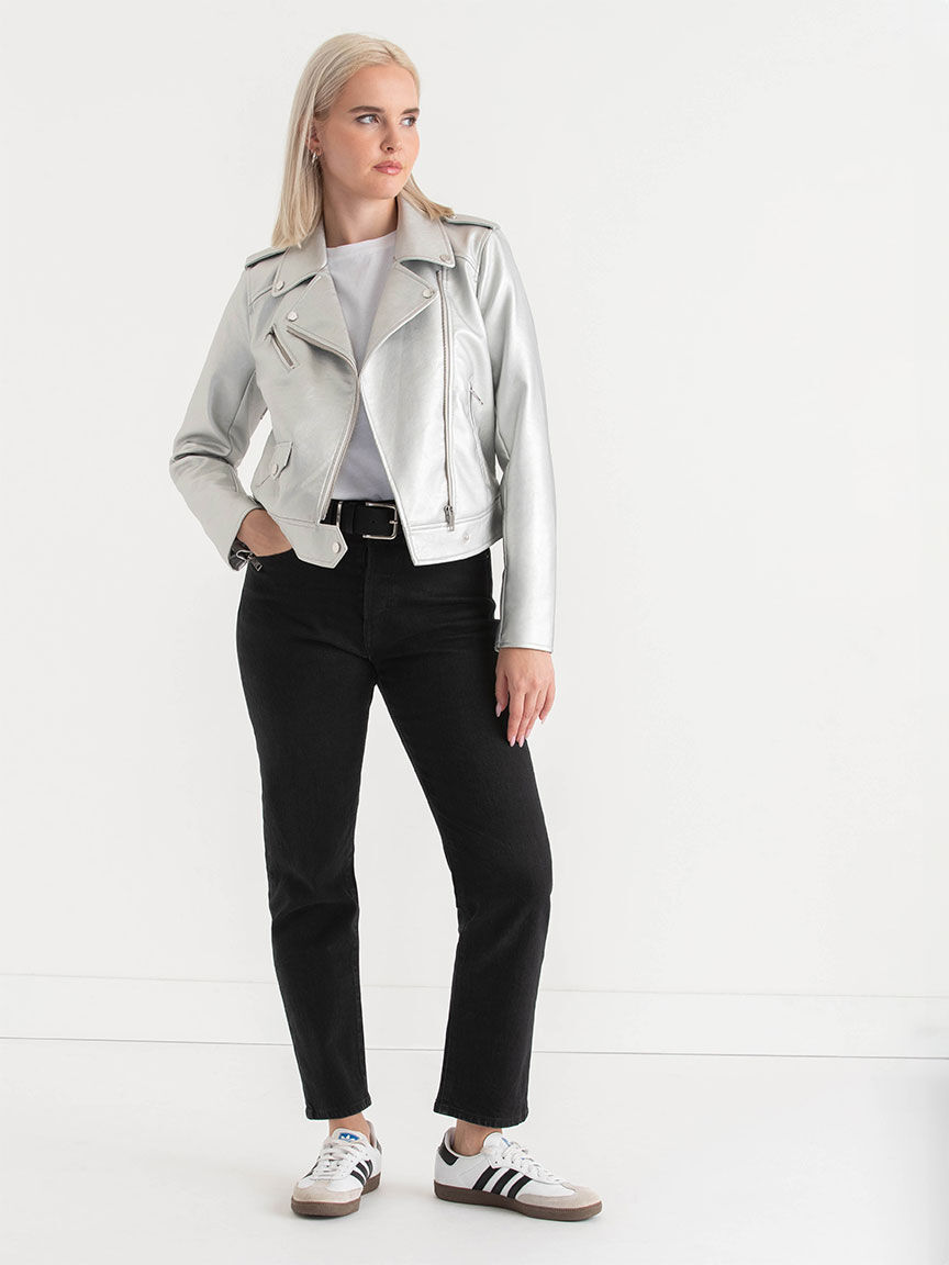 Silver Moto Jacket Sebby