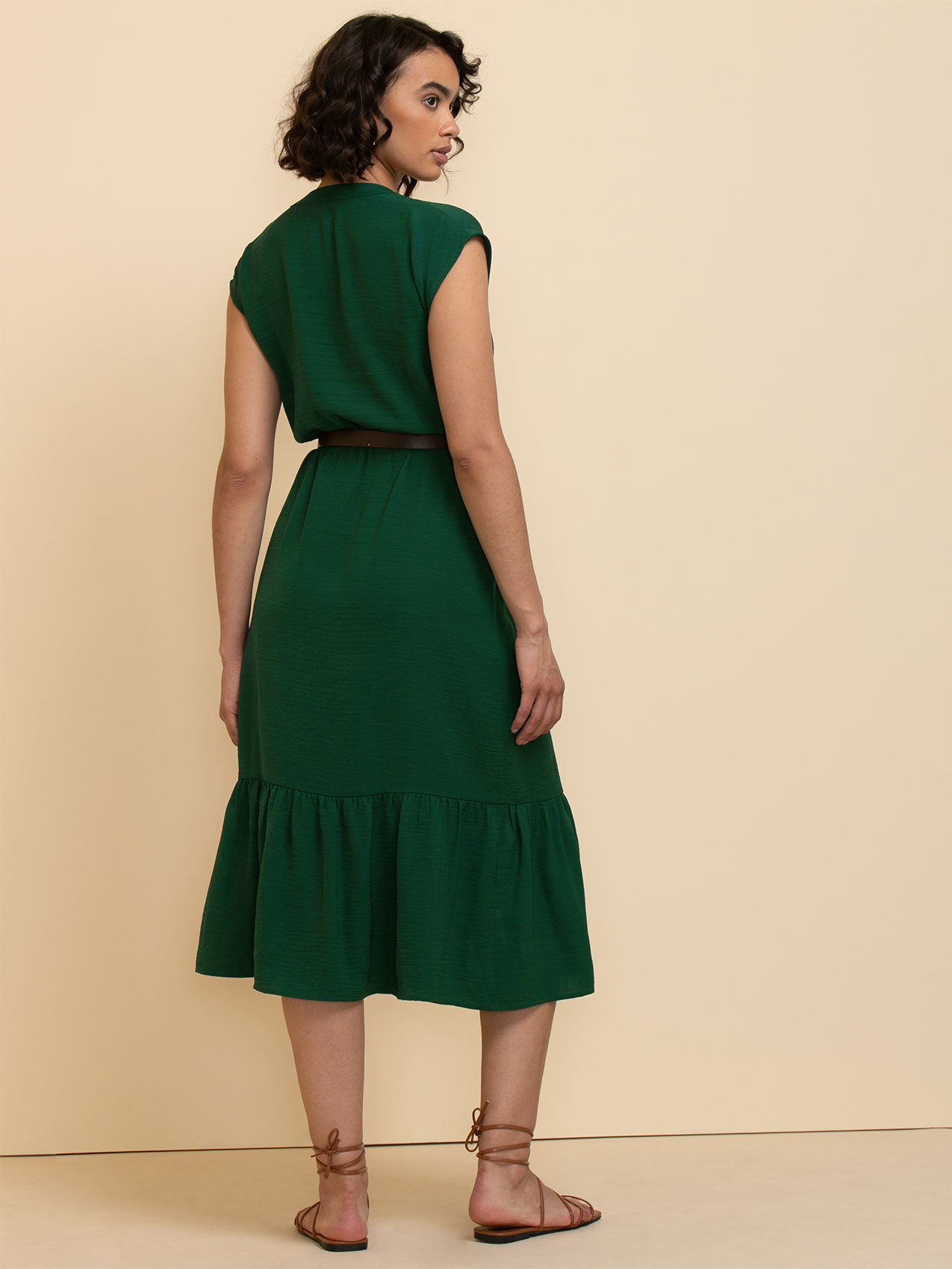 Belted midi dress top