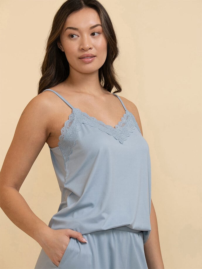 Lace Trim Cami with Crop Pant Sleepset Image 2