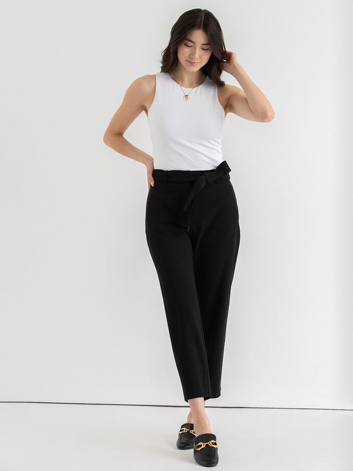 Belted Straight Crop Pant in Scuba Crepe Image 2