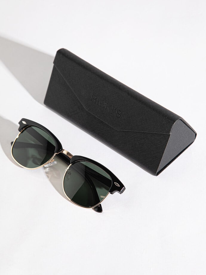 Clubmaster Frame Sunglasses with Case Image 4