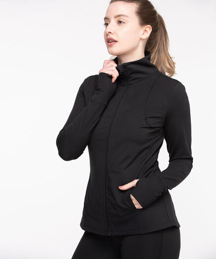 Zipper Front Activewear Jacket, Black