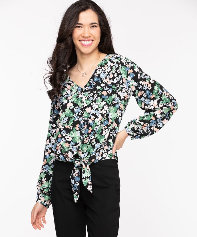 Tie-Front Long Sleeve Blouse Image 2