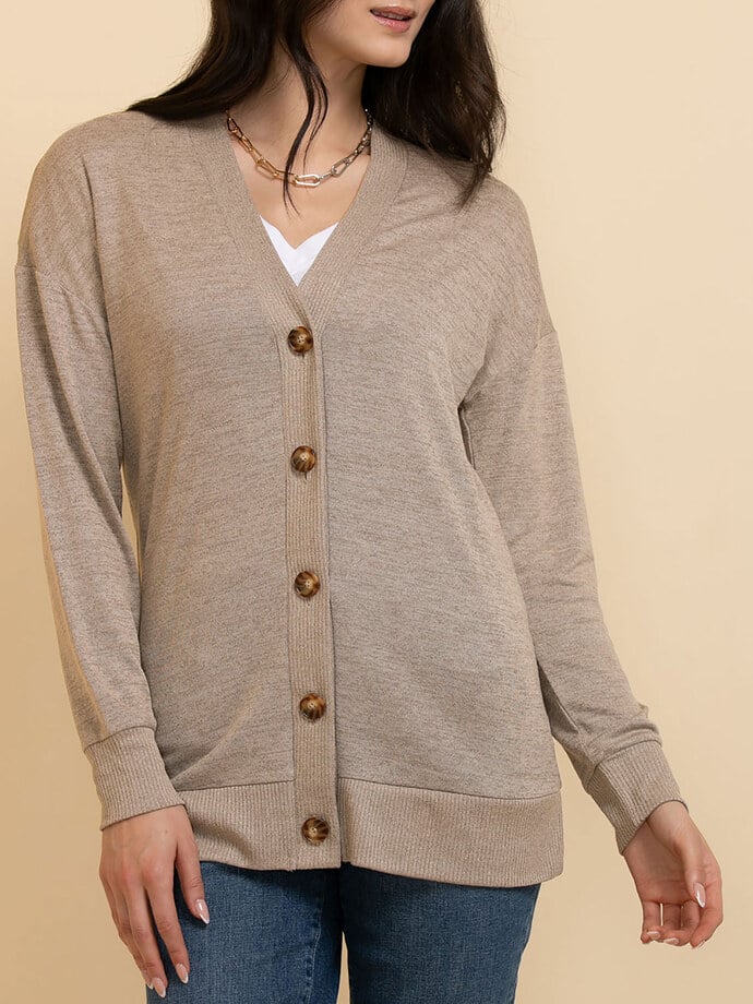 Long Button-Front Cardigan Image 4