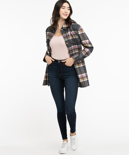 Plaid Shacket, Grey/Yellow/Pink Plaid Plaid Shacket, Grey/Yellow/Pink Plaid