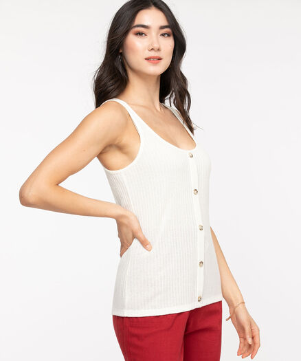 Sleeveless Button Front Sweater Top, Natural