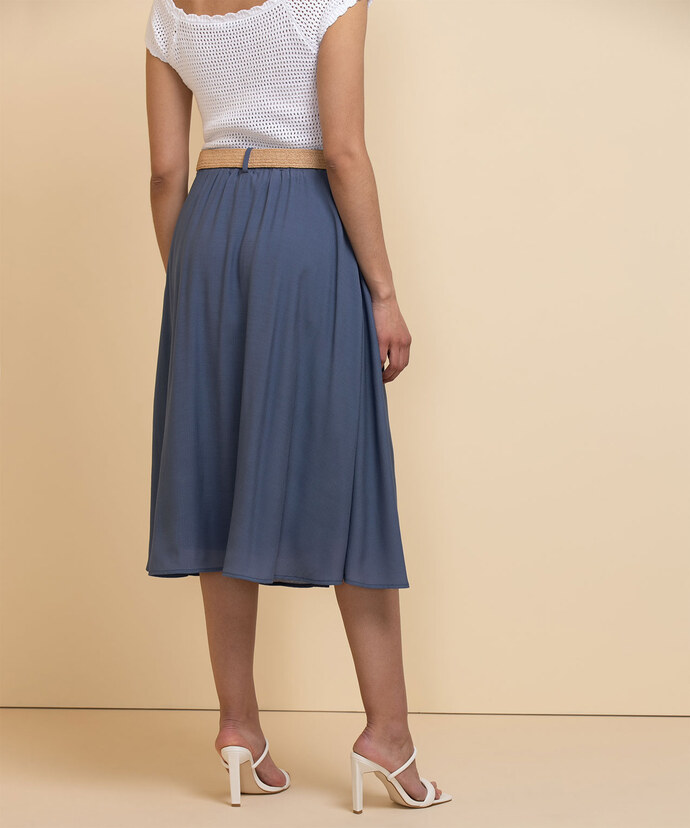 Textured Midi Skirt with Wood Buttons Image 4