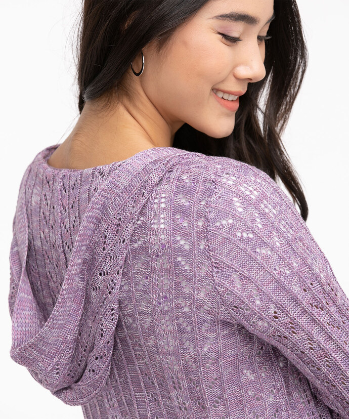 Hooded Pointelle Knit Cardigan Image 2