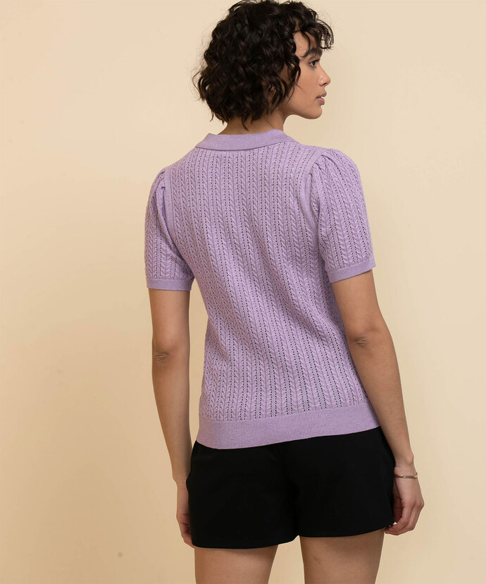 Button Front Henley Pullover Sweater Image 4