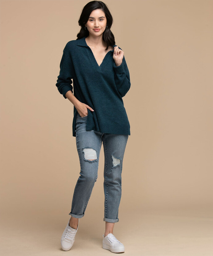 Henley Tunic Pullover Sweater Image 3