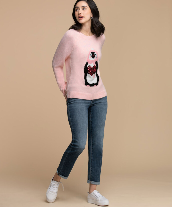 Scoop Neck Penguin Sweater Image 2
