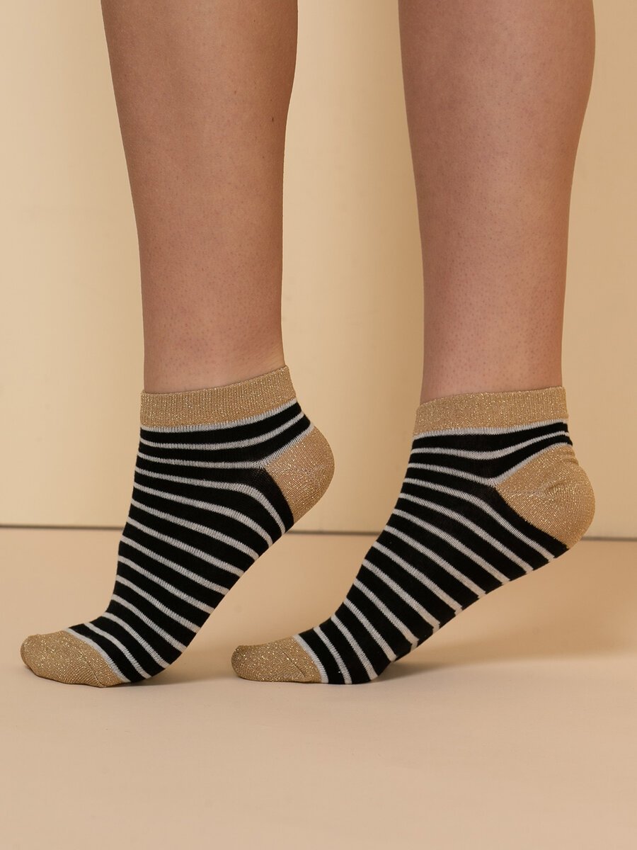 Striped Ankle Socks with Gold Shimmer
