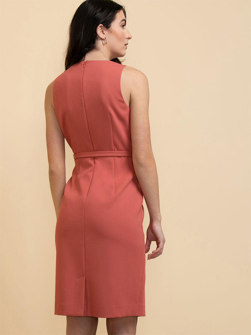 Belted sheath dress clearance