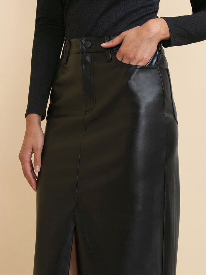 5 Pocket Midi Skirt in Faux Leather Image 2