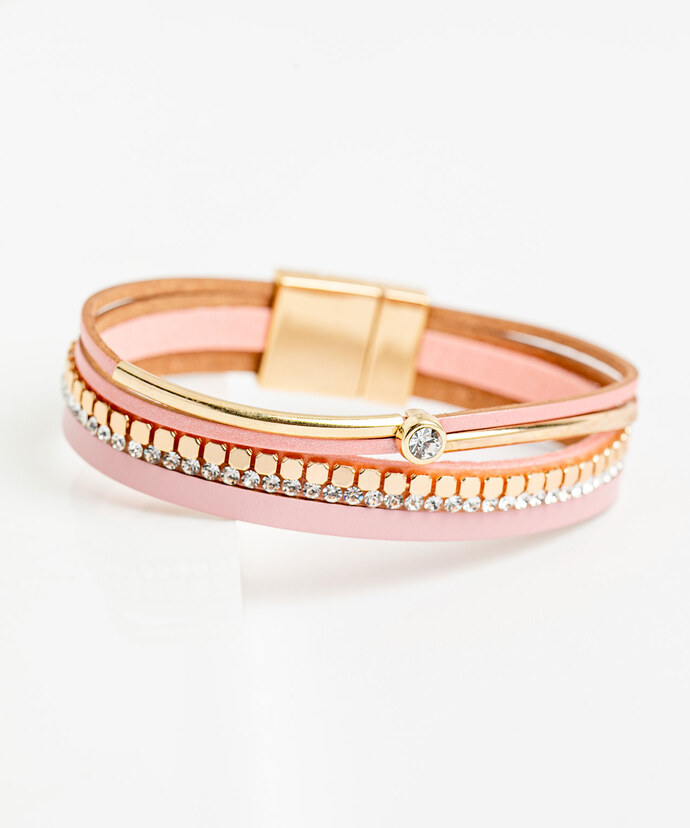 Pink Jewelled Snap Bracelet Image 1